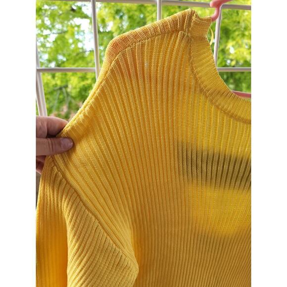 Zara Ribbed Knit Sweater w Open Back/ Black Strap in Bright Yellow, sz Small - Picture 2 of 15
